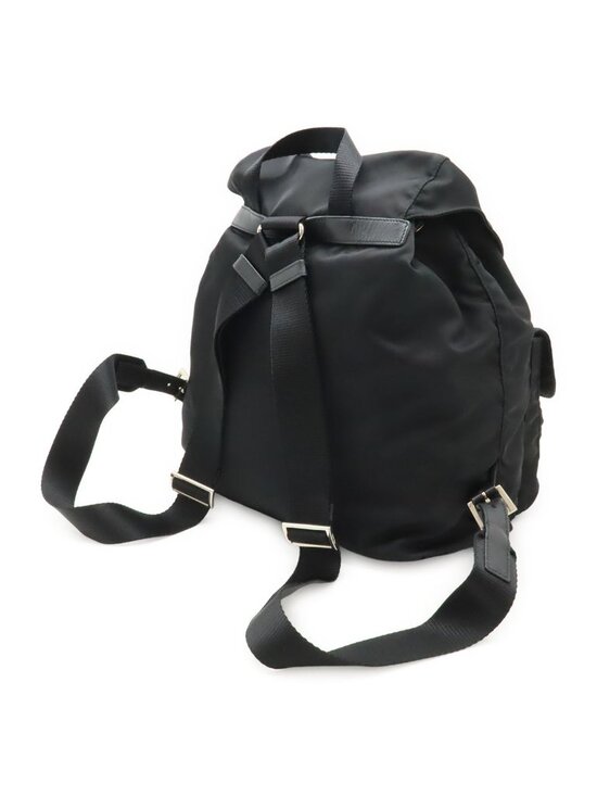 Prada Triangle Logo Backpack Nylon Leather Nero Black Silver